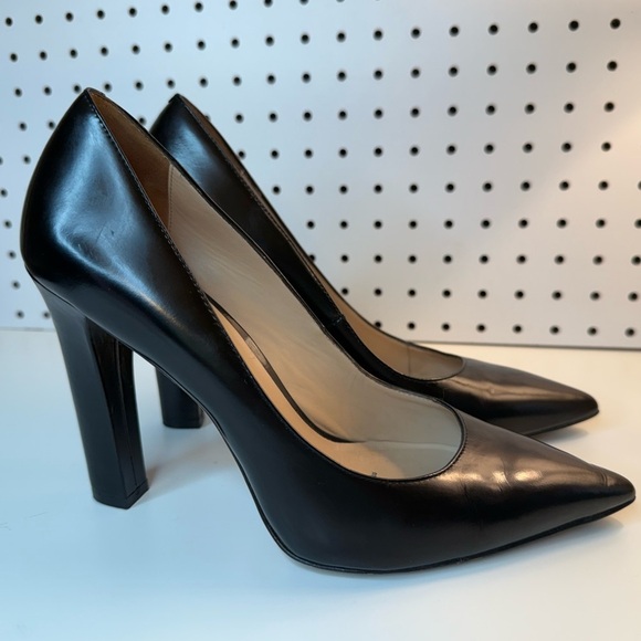 Elizabeth and James Vero Cuoio Black Italian Leather Block Heels 9.5B Boho City - Picture 3 of 16